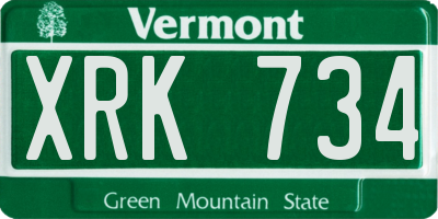 VT license plate XRK734