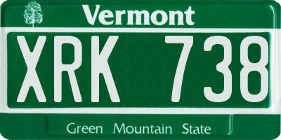 VT license plate XRK738