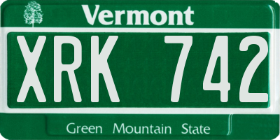 VT license plate XRK742