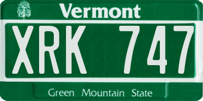 VT license plate XRK747