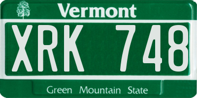 VT license plate XRK748