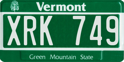 VT license plate XRK749