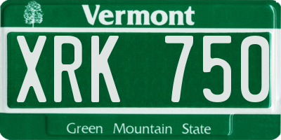 VT license plate XRK750
