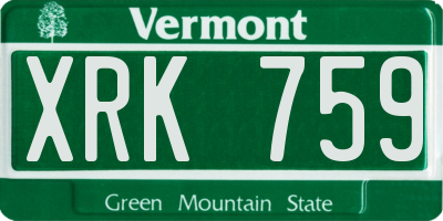 VT license plate XRK759