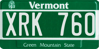 VT license plate XRK760