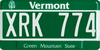 VT license plate XRK774