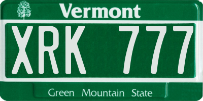 VT license plate XRK777