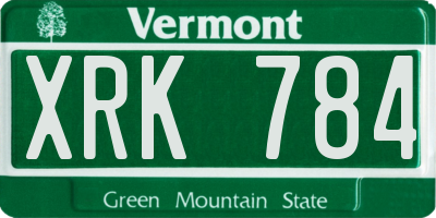 VT license plate XRK784