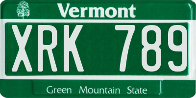 VT license plate XRK789