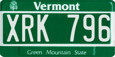 VT license plate XRK796