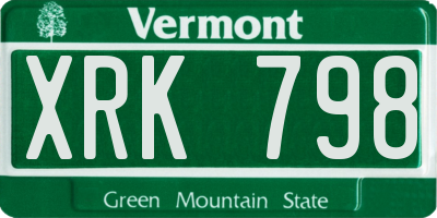VT license plate XRK798