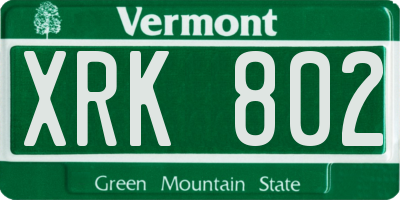 VT license plate XRK802