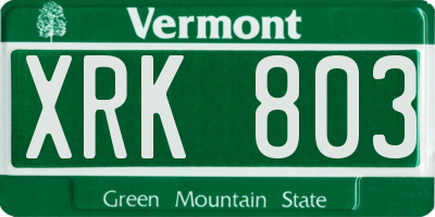VT license plate XRK803