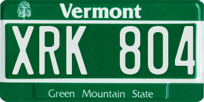 VT license plate XRK804