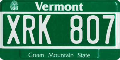 VT license plate XRK807