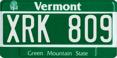 VT license plate XRK809
