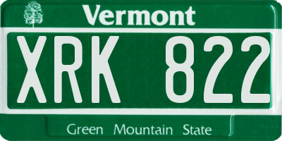 VT license plate XRK822