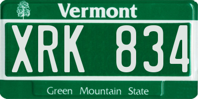 VT license plate XRK834