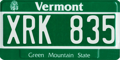VT license plate XRK835