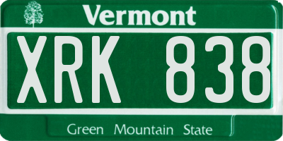 VT license plate XRK838