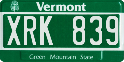 VT license plate XRK839