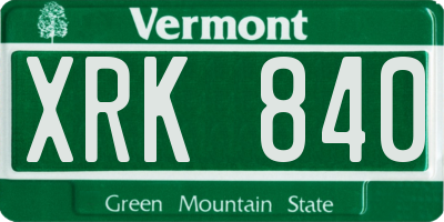 VT license plate XRK840