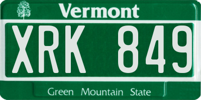 VT license plate XRK849