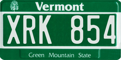 VT license plate XRK854