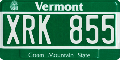 VT license plate XRK855