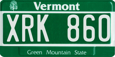 VT license plate XRK860