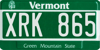 VT license plate XRK865