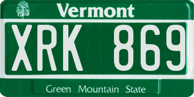 VT license plate XRK869