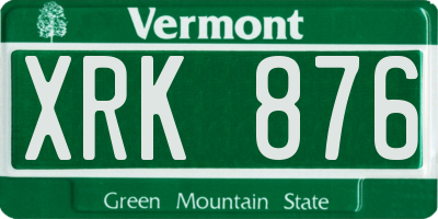 VT license plate XRK876