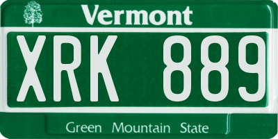 VT license plate XRK889