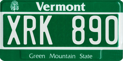 VT license plate XRK890