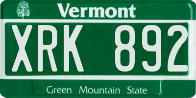 VT license plate XRK892