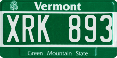 VT license plate XRK893