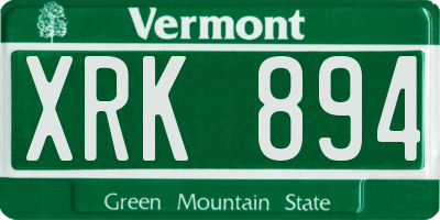 VT license plate XRK894