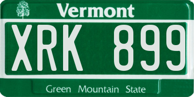 VT license plate XRK899