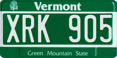 VT license plate XRK905