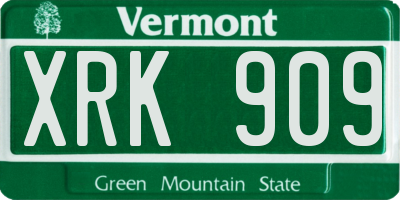 VT license plate XRK909