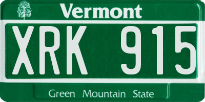 VT license plate XRK915