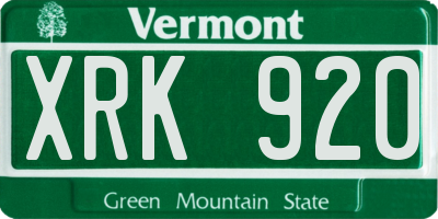 VT license plate XRK920