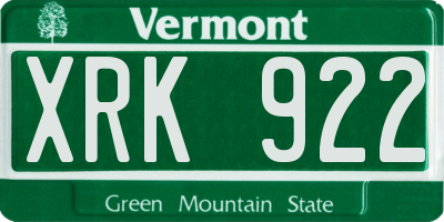 VT license plate XRK922