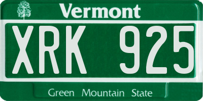 VT license plate XRK925