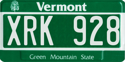 VT license plate XRK928