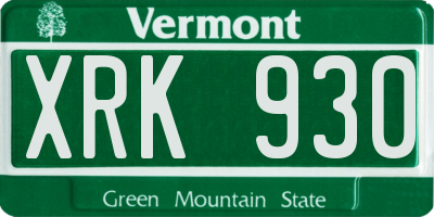 VT license plate XRK930