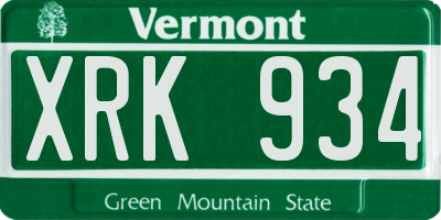 VT license plate XRK934
