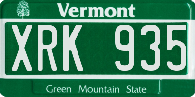 VT license plate XRK935