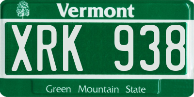 VT license plate XRK938